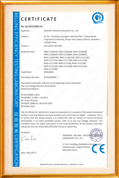 Certificate about outdoor basketball court lighti