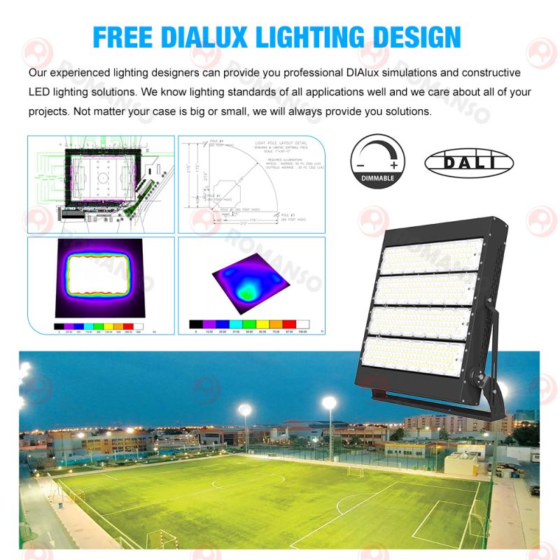 ETL DLC 150LM/W 100W-1200W LED Flood Light Squares LED Light Stadium